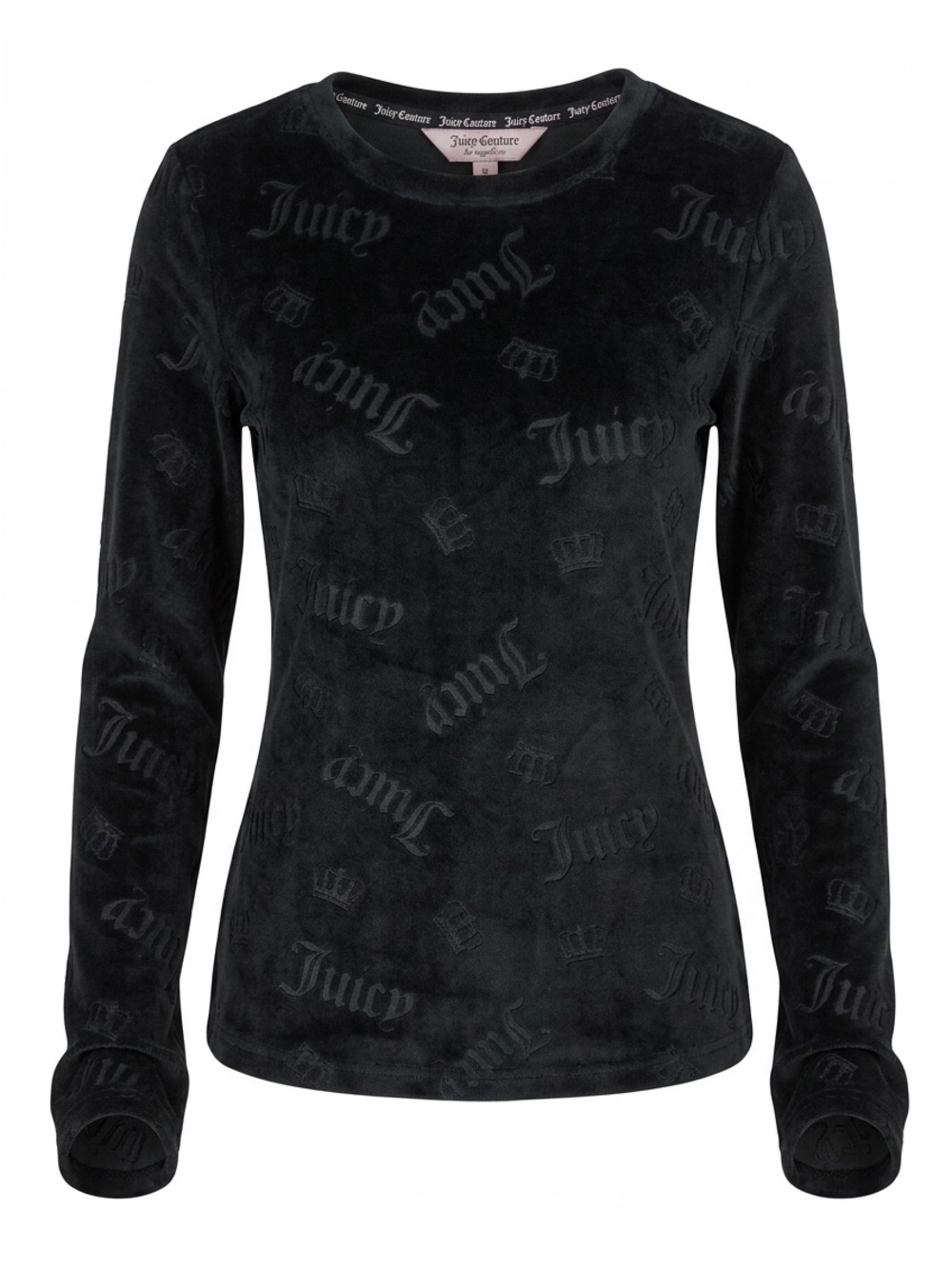 Juicy Couture Black Velour Logo Crewneck Top